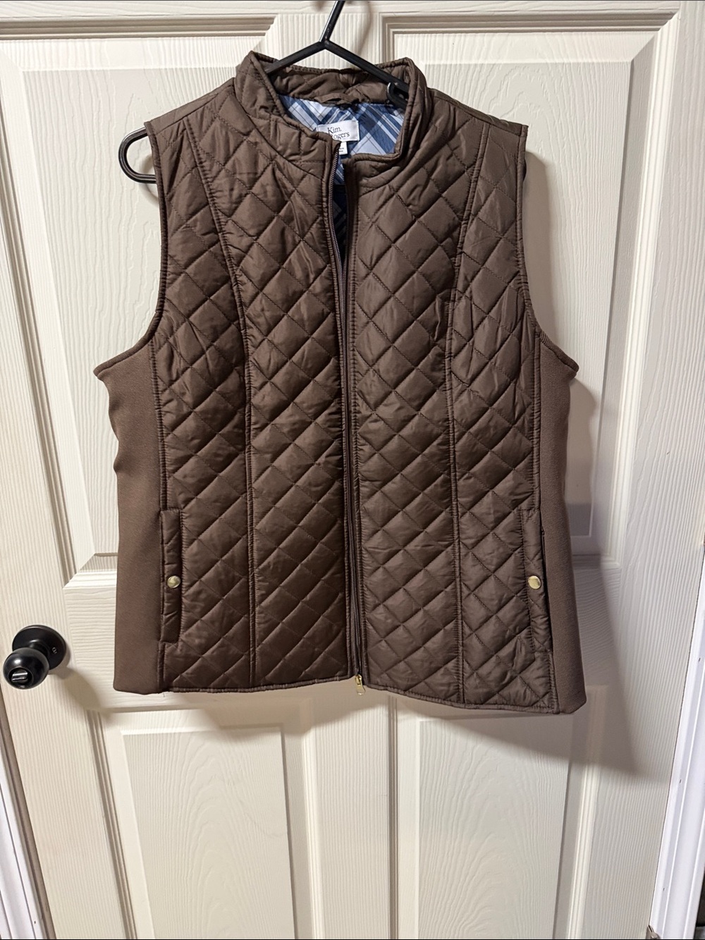 Kim Rogers Quilted Brown Women's Vest with Zip Front